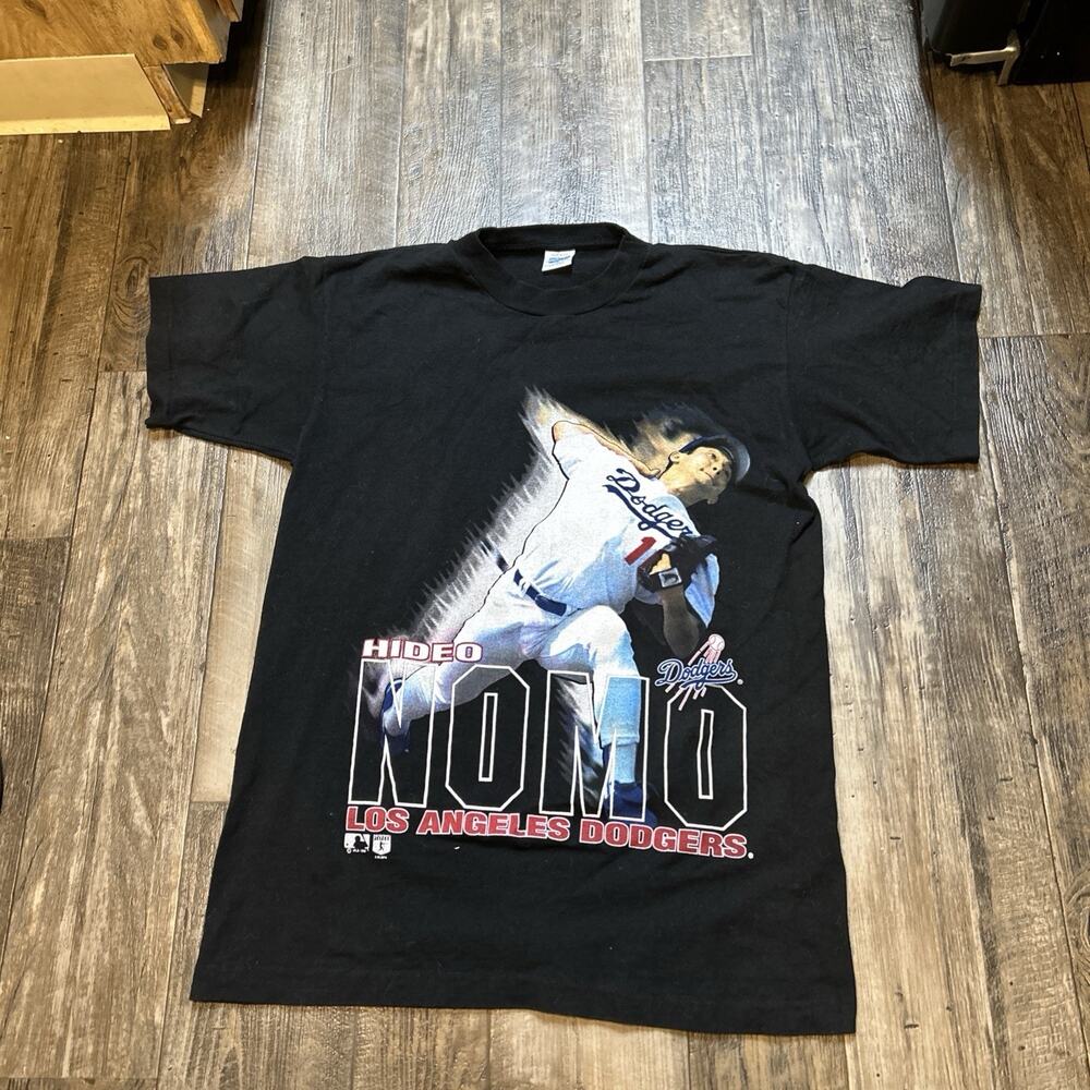 Vintage 90s LA Dodgers Salem Sportswear Hideo Nomo T-shirt L. Single Stitch USA